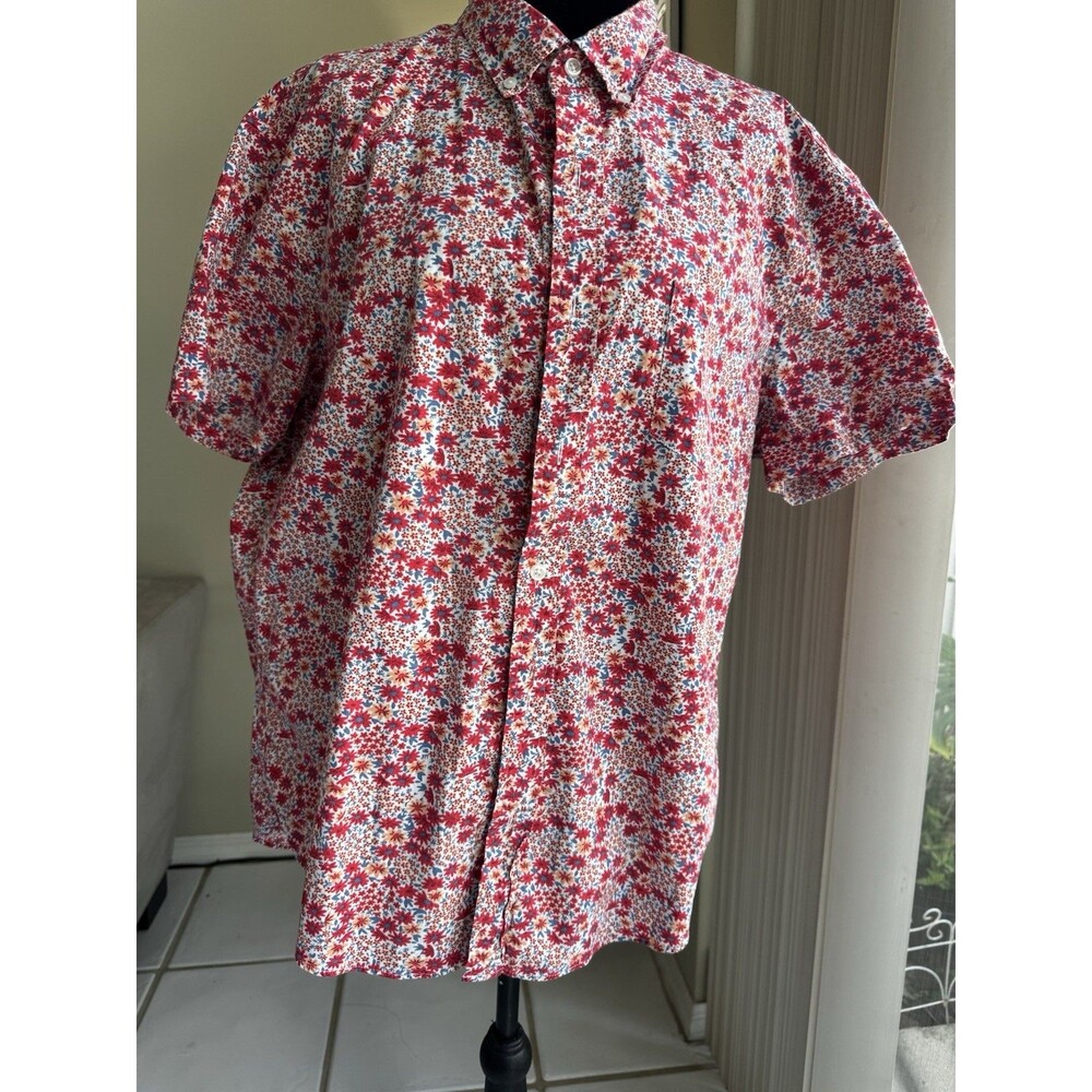 J.CREW Mercantile Flex Mens XL Short Sleeve Floral Button-Down Shirt Stretch